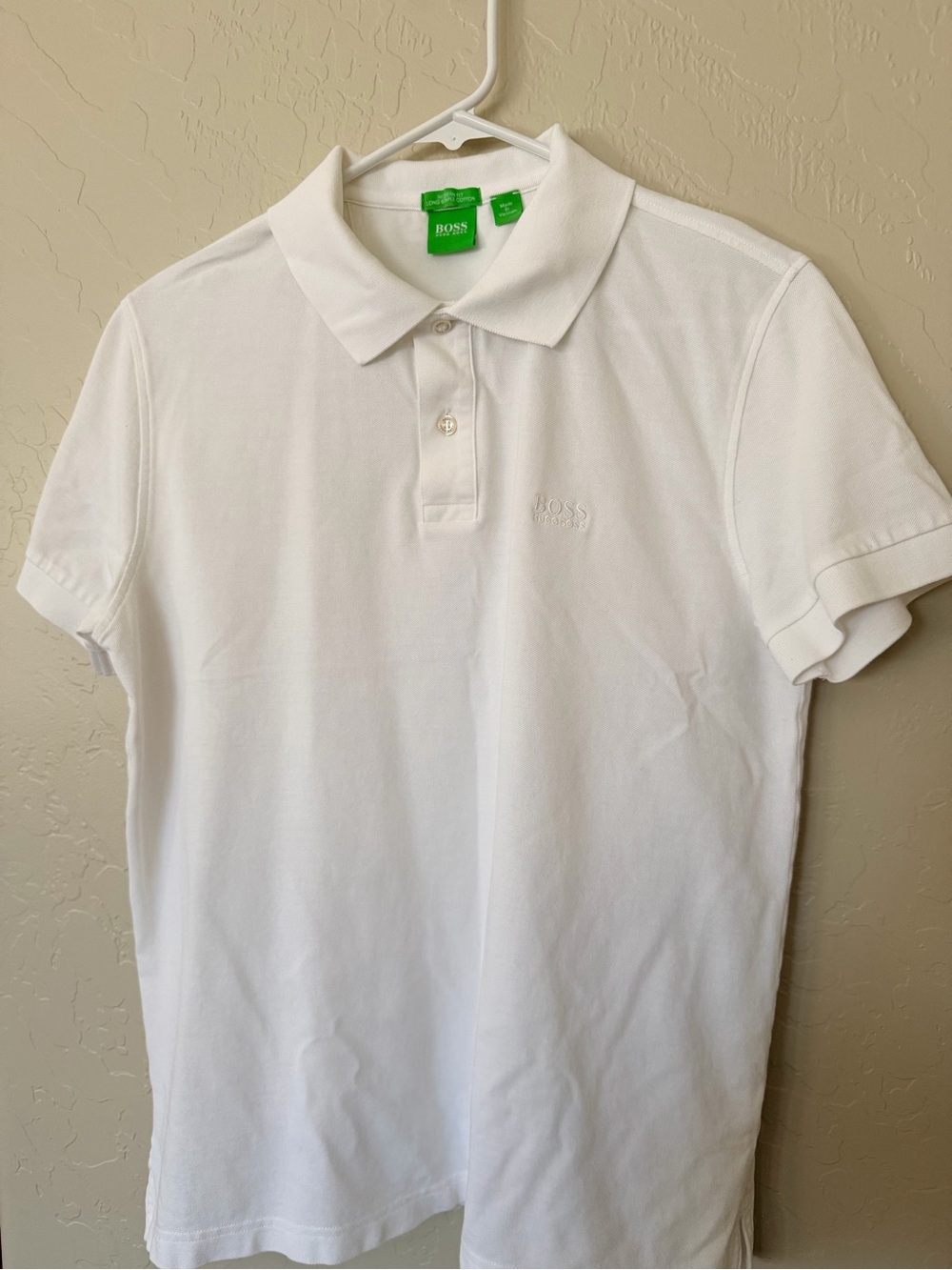 BOSS White Polo with Subtle Chest Logo